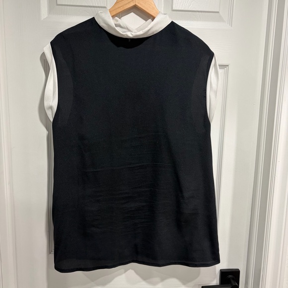 Laura Plus Black and White Button-Down Sleeveless Shirt Blouse Collar Wide Strap - Picture 5 of 9